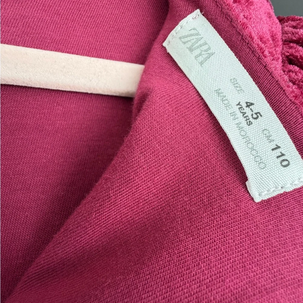 Zara Vibrant Pink Velvet Kids Dress - Picture 4 of 4